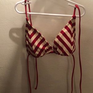 Converse All Star Red and Cream Striped Bikini Top